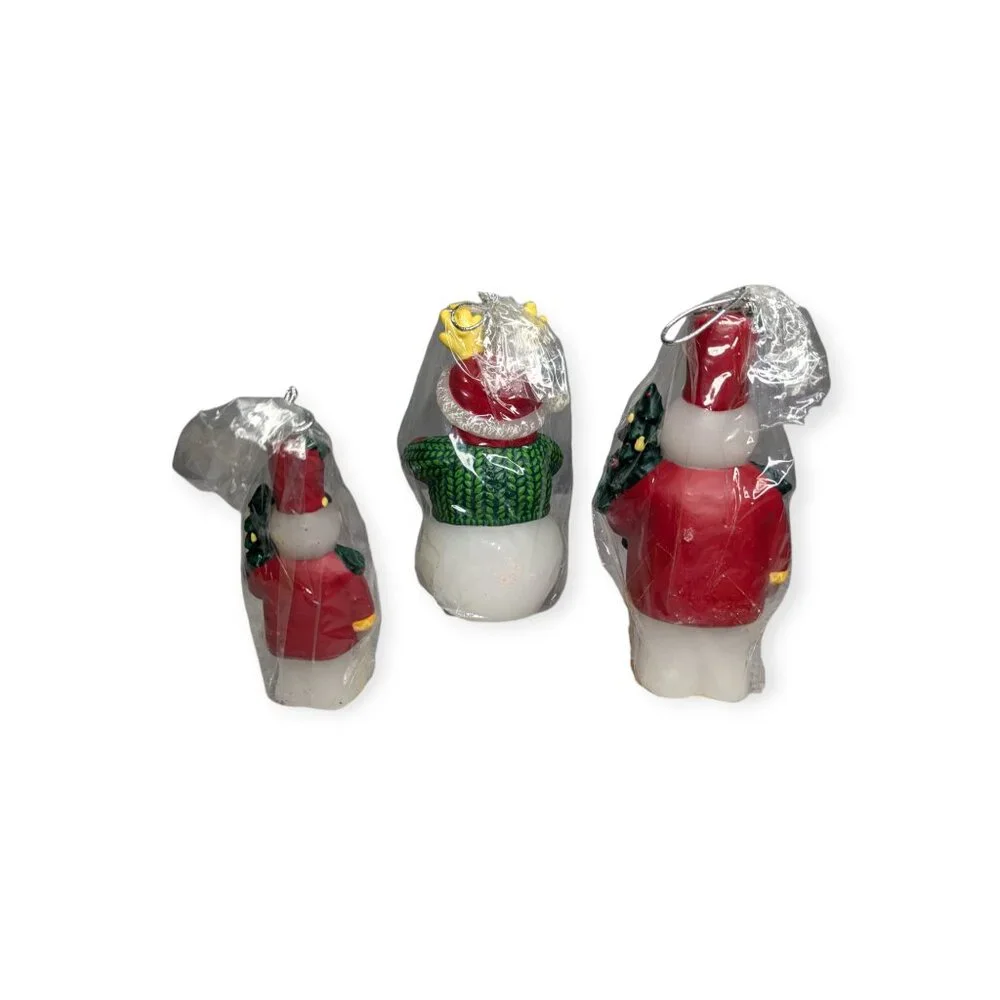 The White Barn Candle Co Snowmen Figural Candles Set of 3 Unopened